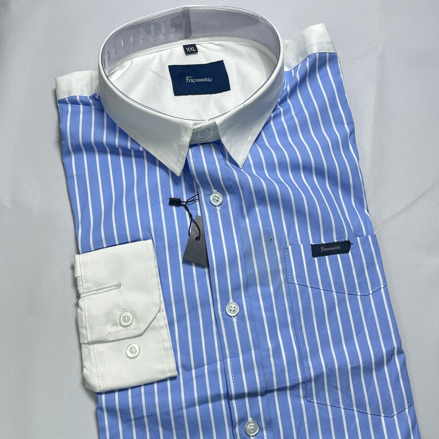 Faconnable blue striped men shirt