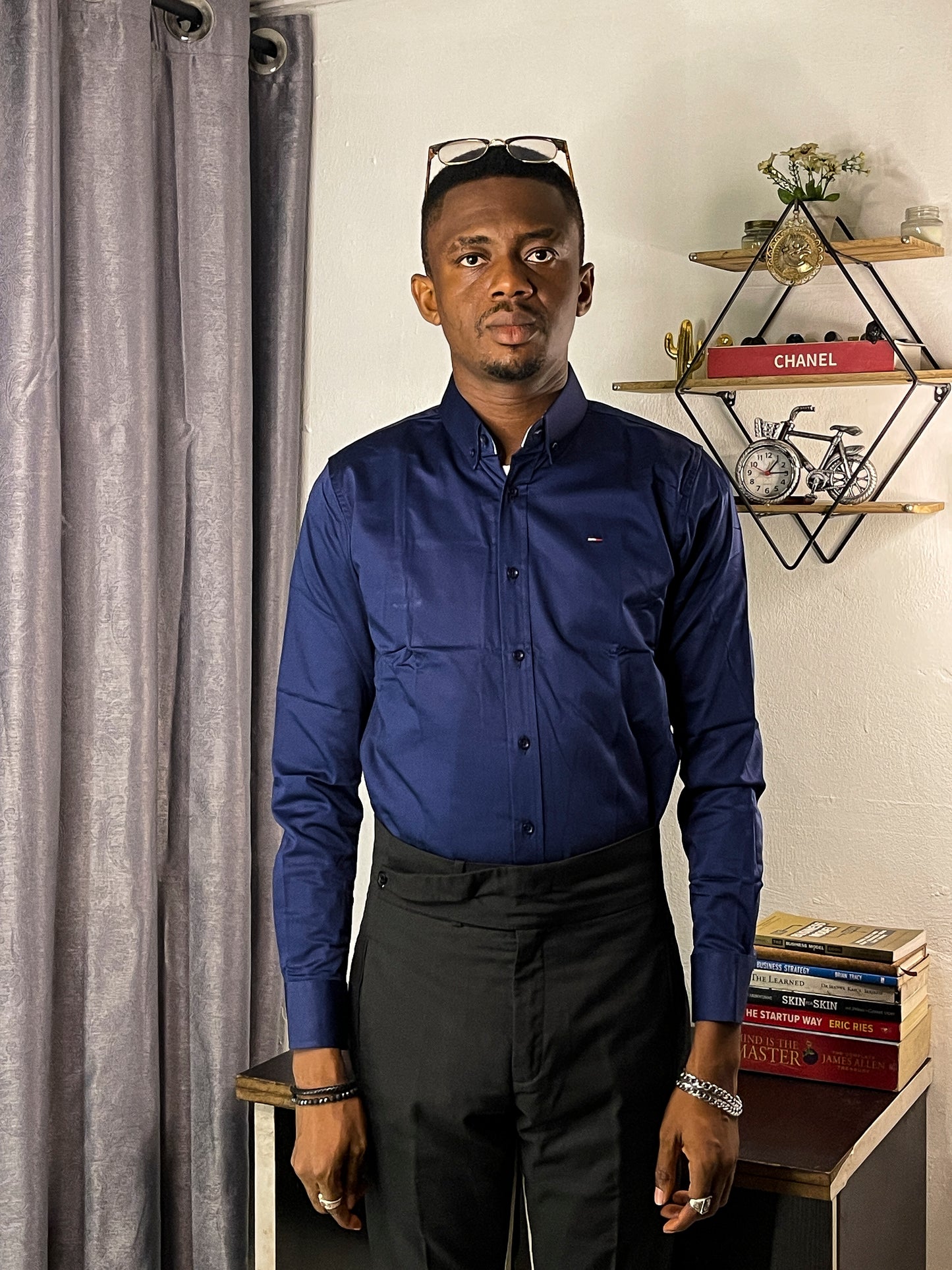 Slim Fit Plain Oxford Navy Shirt - TH030