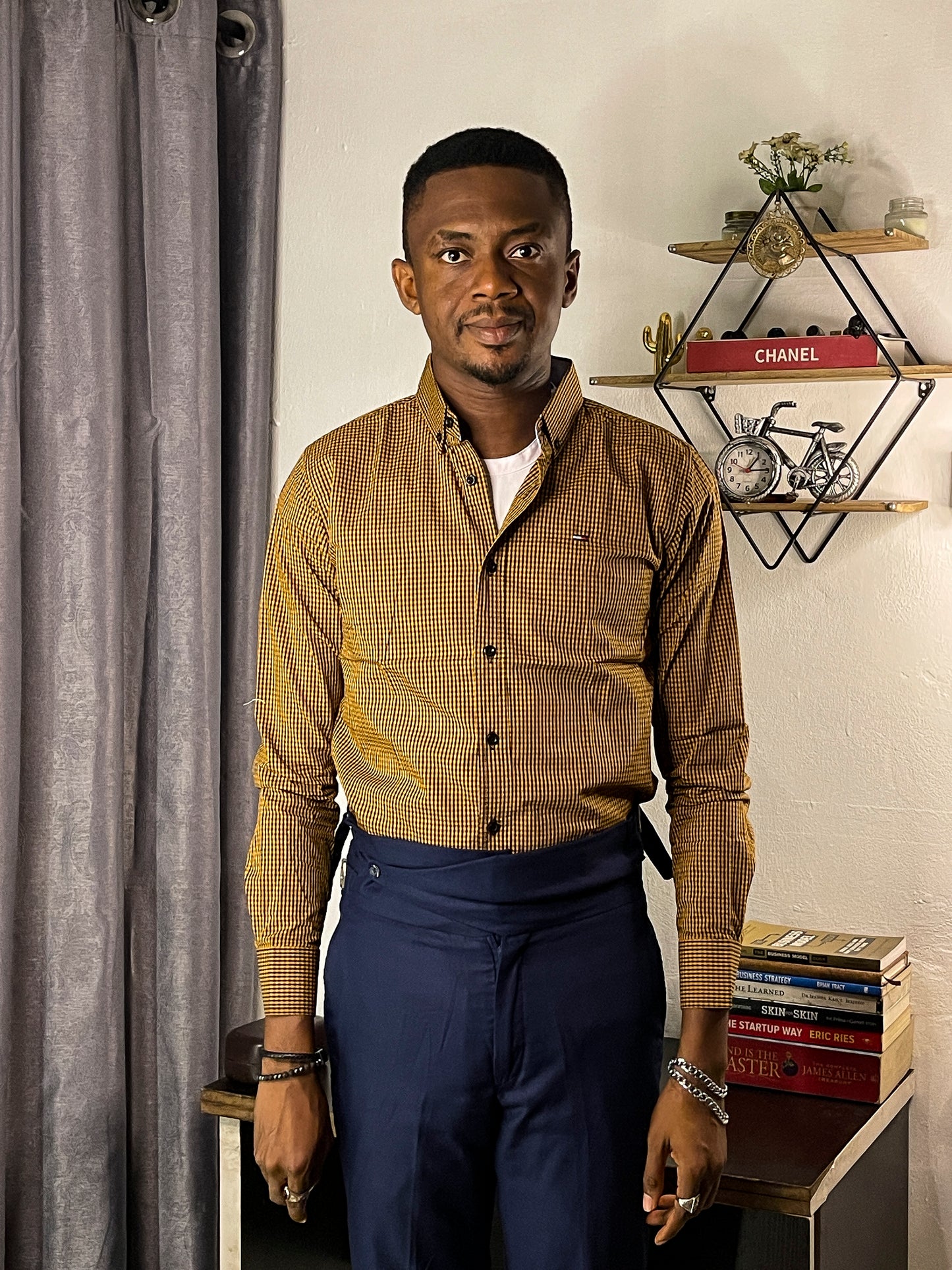 Slim Fit Brown Gingham Oxford Shirt - TH05