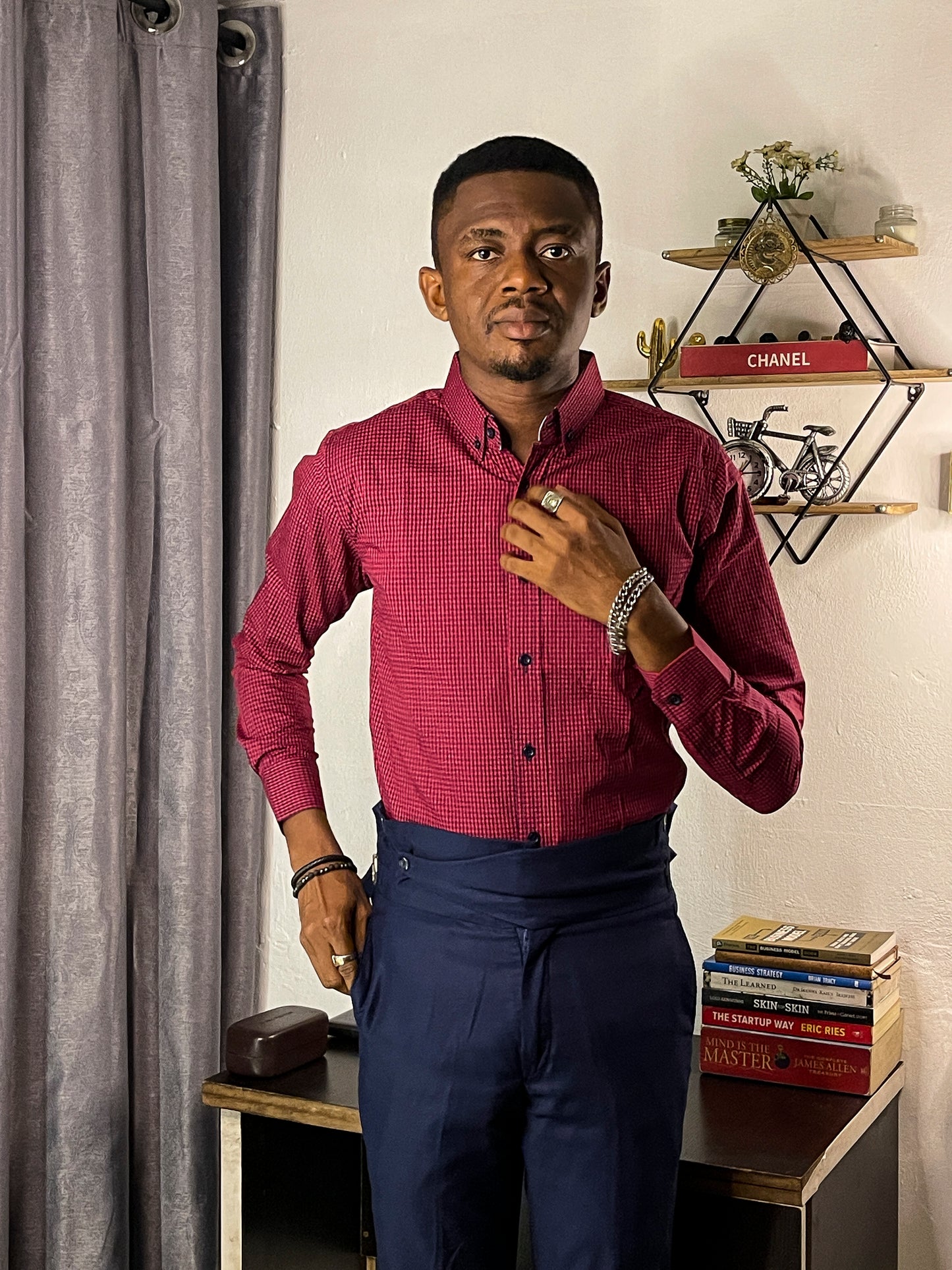 Slim Fit Gingham Oxford Shirt - TH06