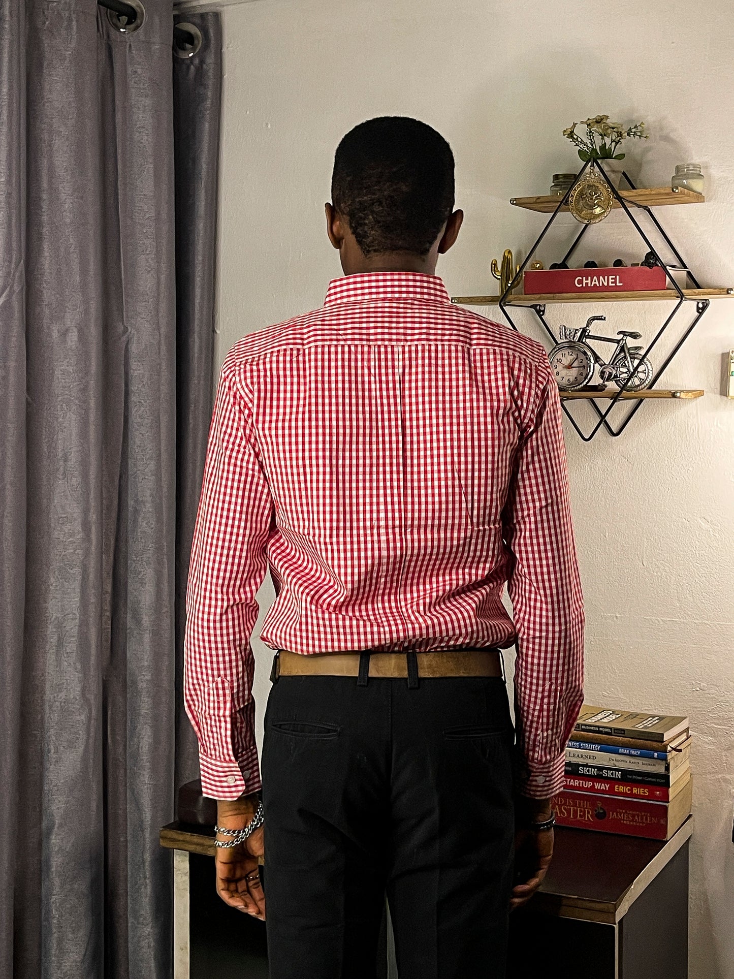 Slim Fit Red Gingham Oxford Shirt - TH04