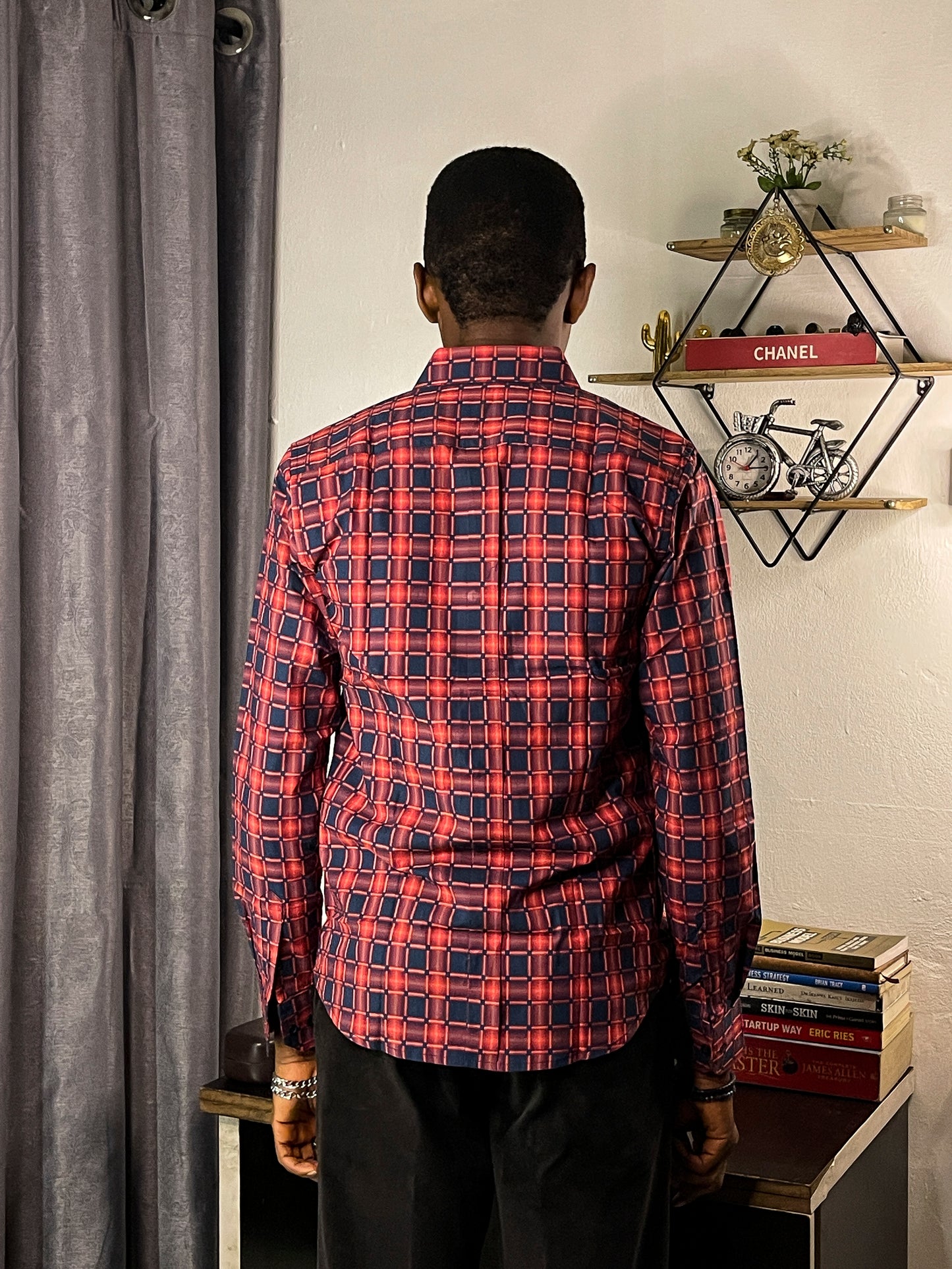 Slim Fit Red Check Oxford Shirt - TH02