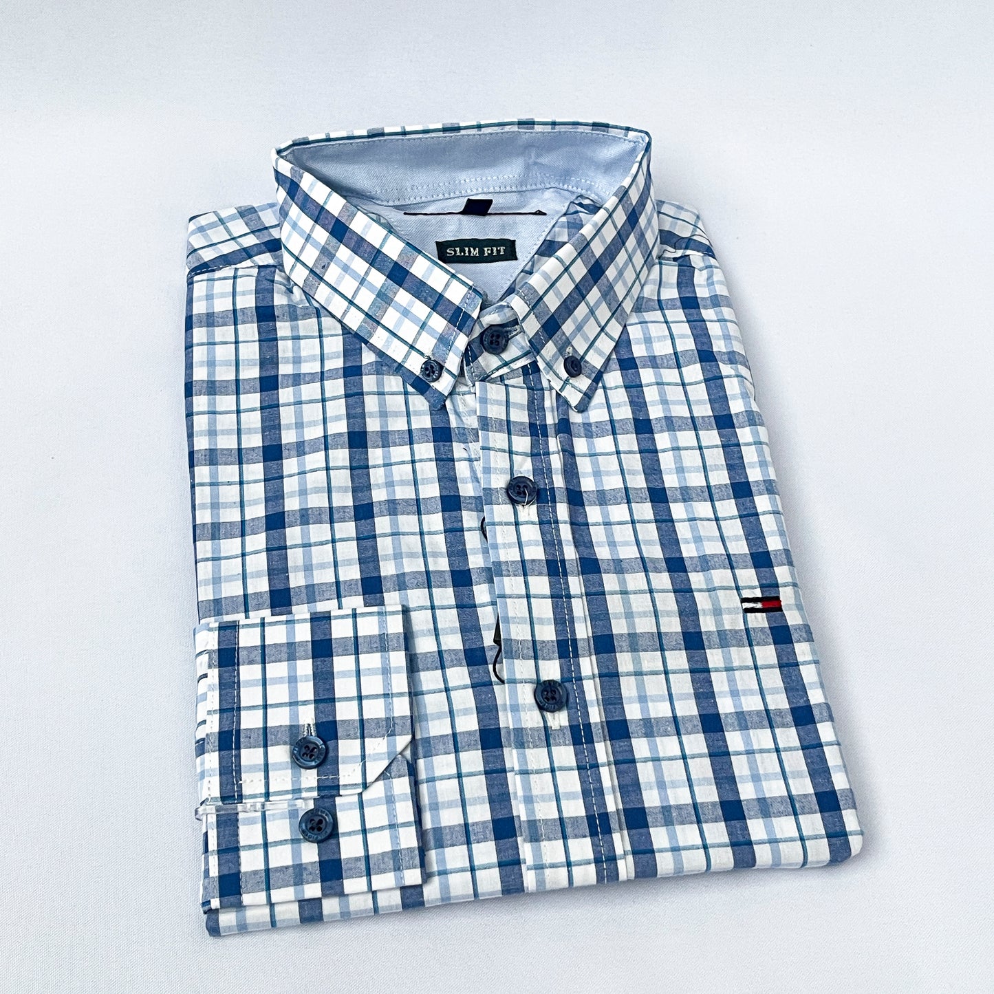 Slim Fit Grid Check Oxford Shirt - TH21