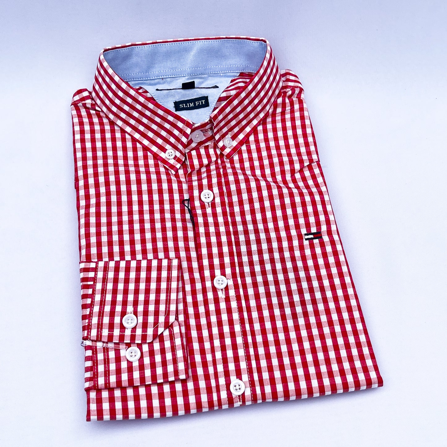 Slim Fit Red Gingham Oxford Shirt - TH04
