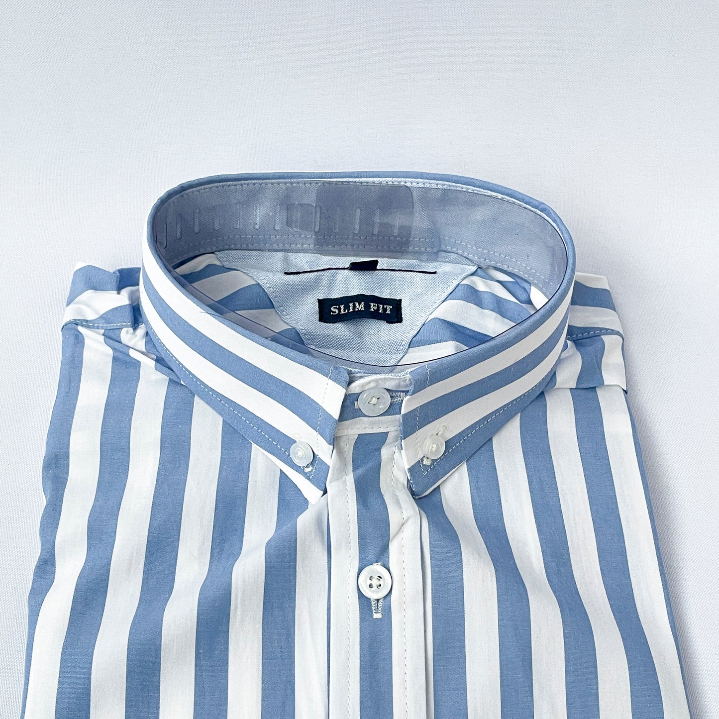 Slim Fit Blue Striped Oxford Shirt - TH38