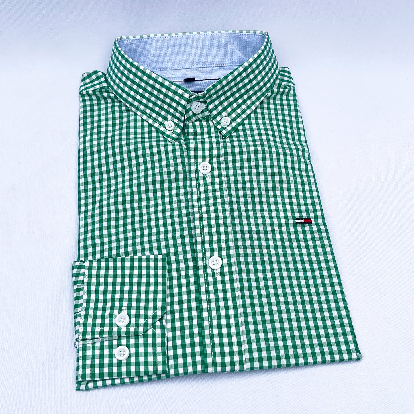 Slim Fit Green Gingham Oxford Shirt - TH07