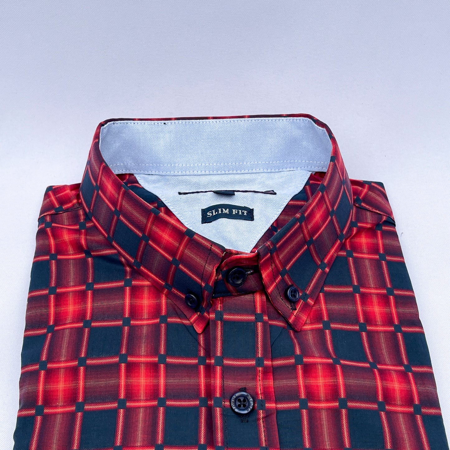 Slim Fit Red Check Oxford Shirt - TH02