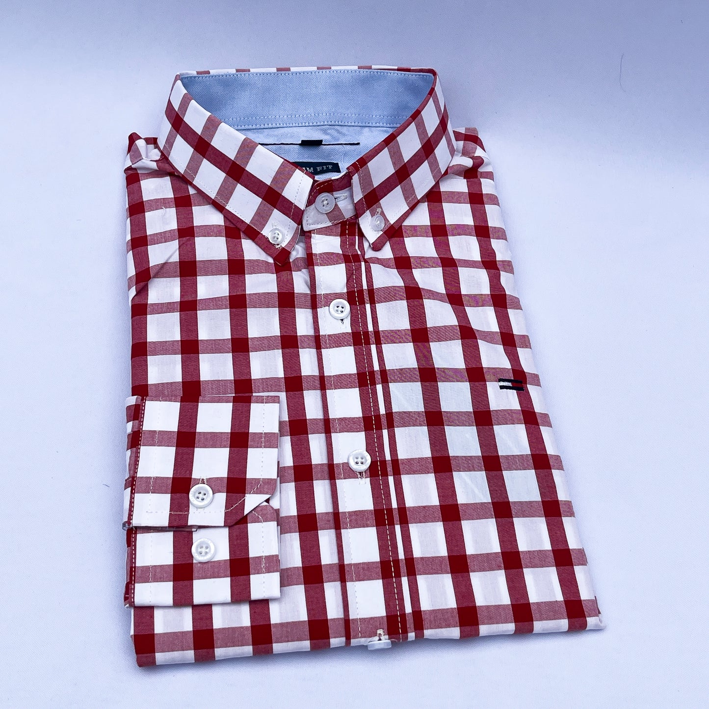 Slim Fit Red Check Oxford Shirt - TH03