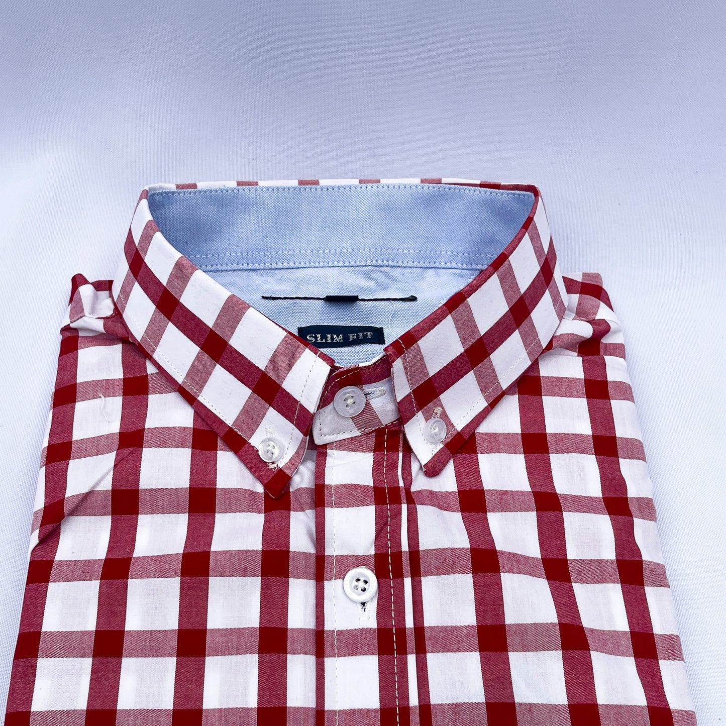 Slim Fit Red Check Oxford Shirt - TH03