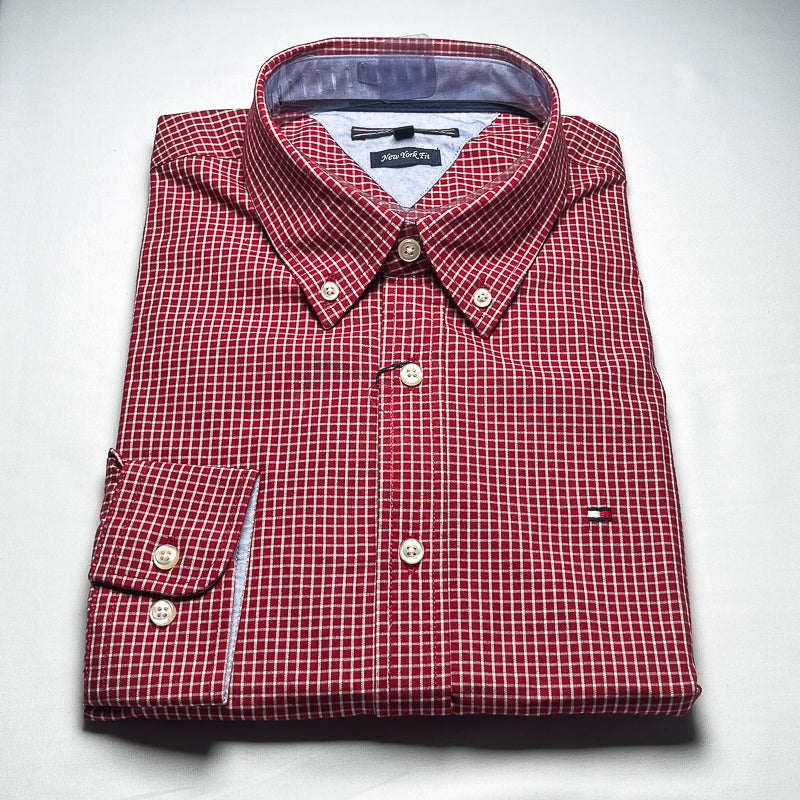 Men’s red TM14 long-sleeve cotton shirt