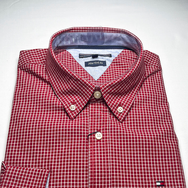 Men’s red TM14 long-sleeve cotton shirt