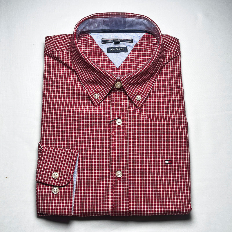 Men’s red TM14 long-sleeve cotton shirt