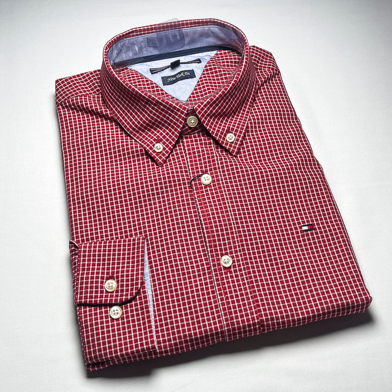 Men’s red TM14 long-sleeve cotton shirt