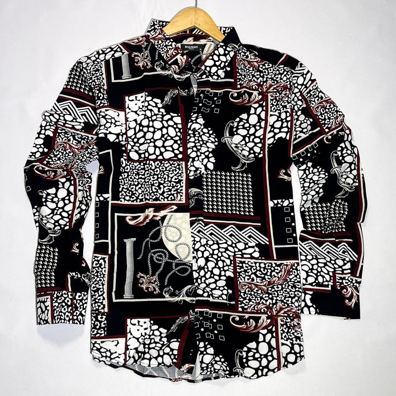 Black baroque patchwork men shirt