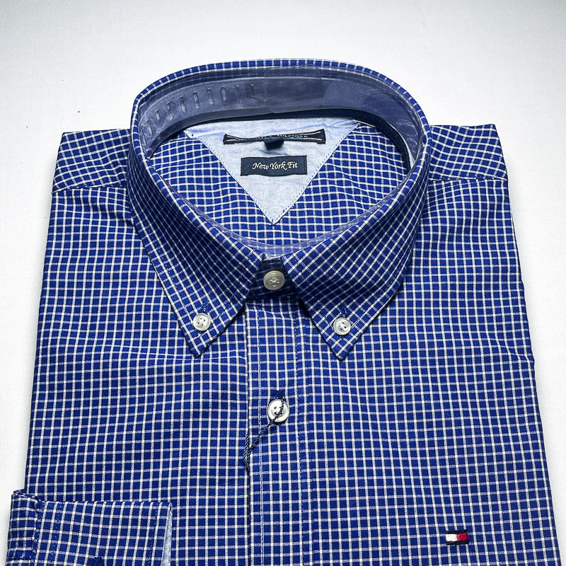 Men’s navy blue TM12 long-sleeve cotton shirt