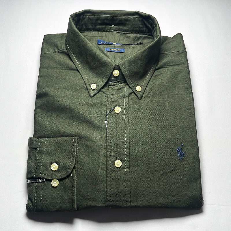 Men’s green long-sleeve cotton shirt - CS6