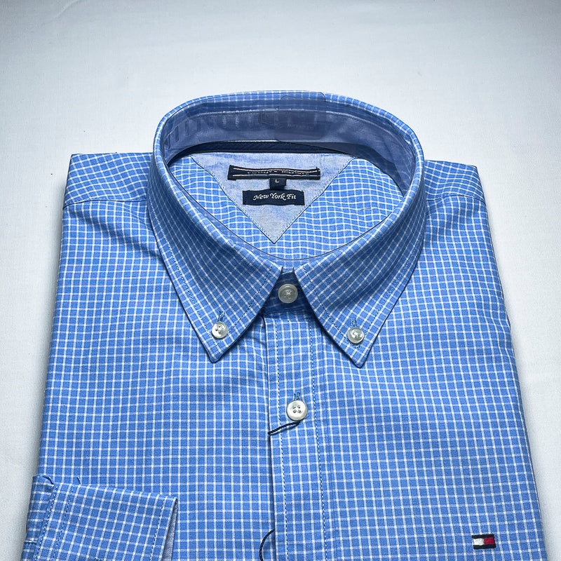 Men’s blue TM13 long-sleeve cotton shirt