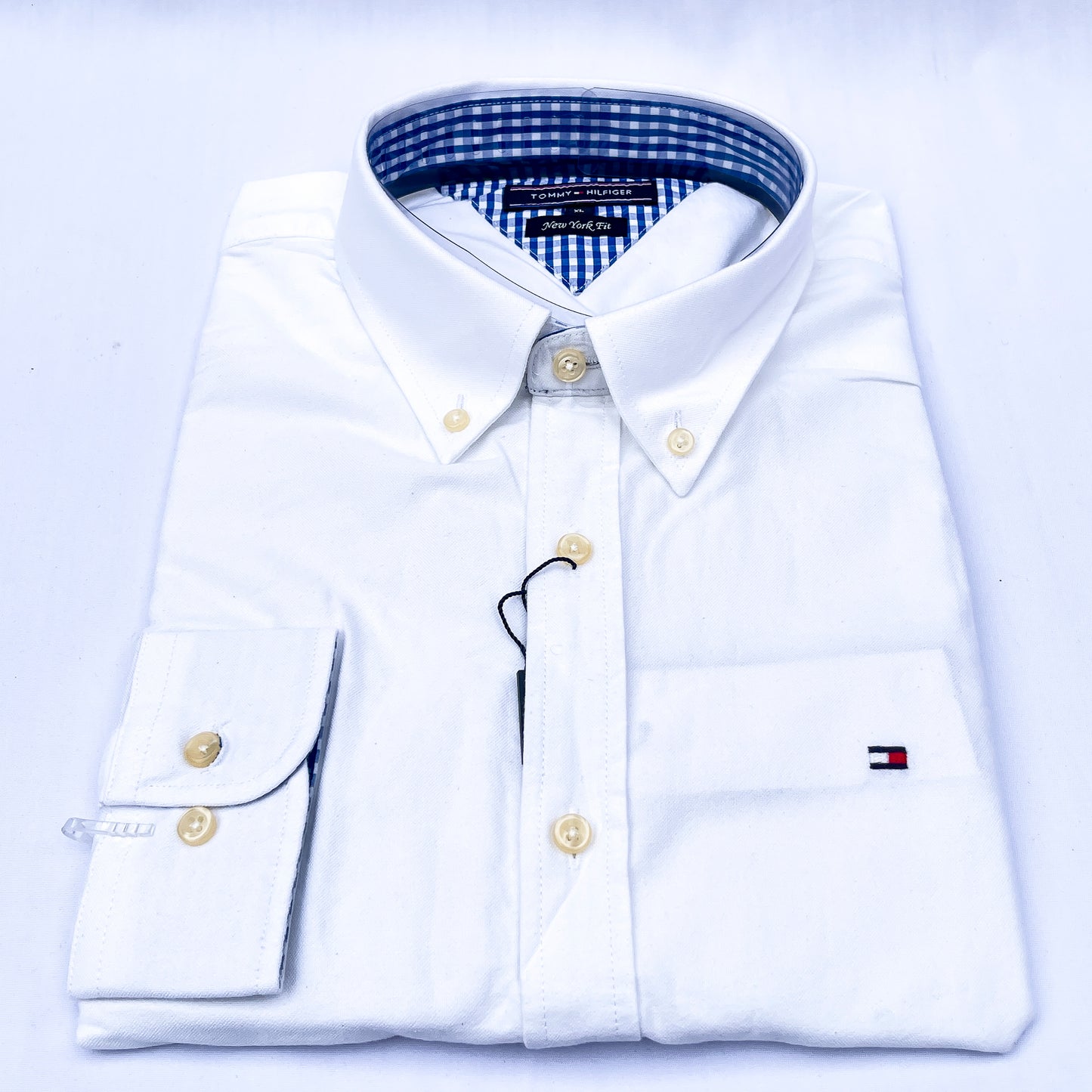 Men’s white TM005 long-sleeve oxford shirt