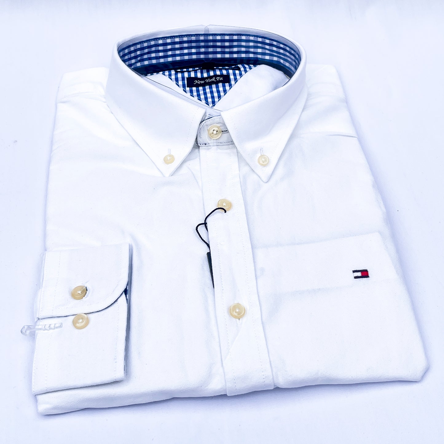 Men’s white TM005 long-sleeve oxford shirt