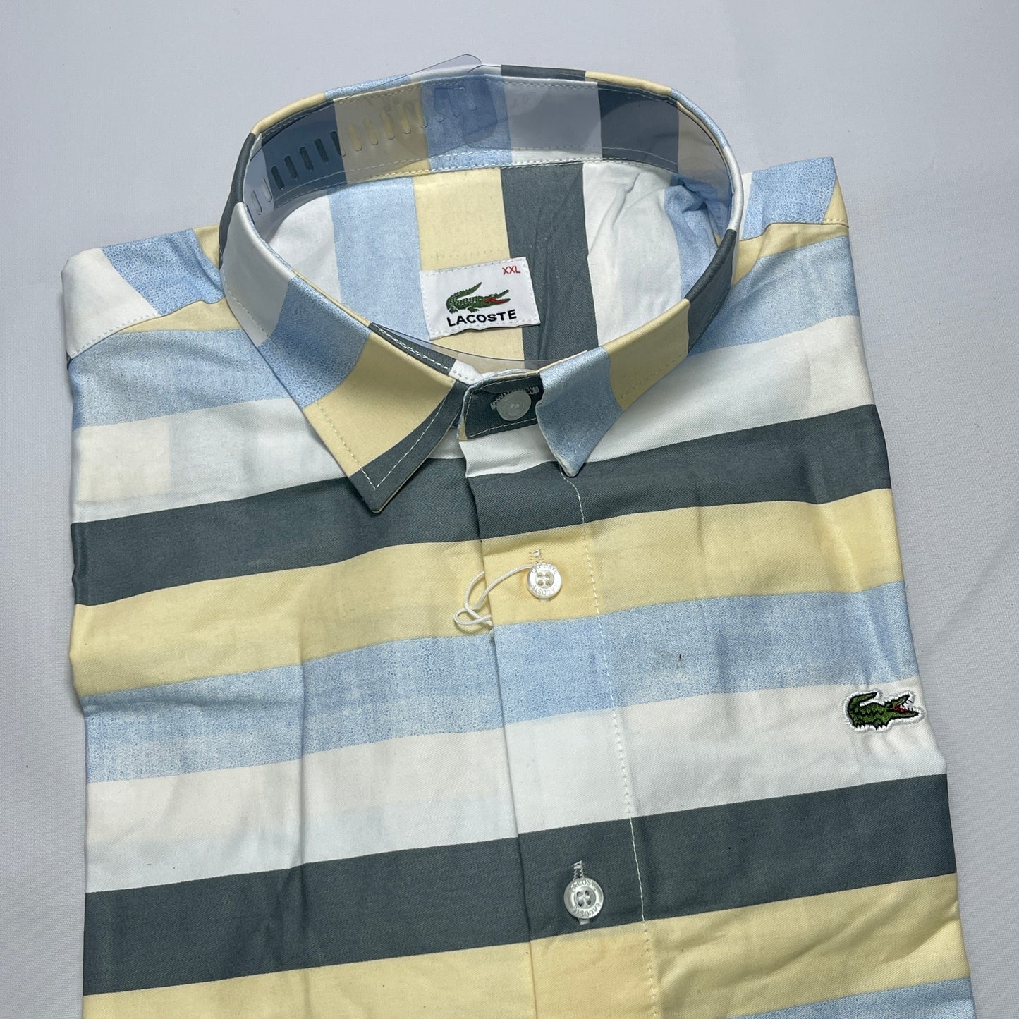 LST5 blue-yellow striped men shirt
