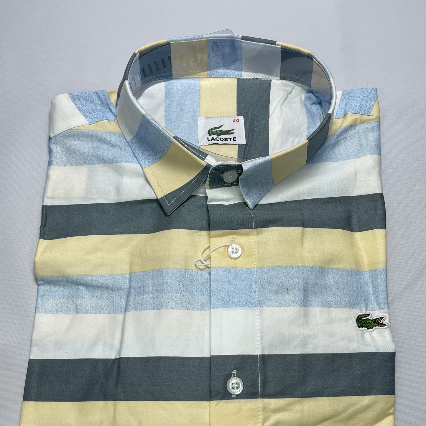 LST5 blue-yellow striped men shirt