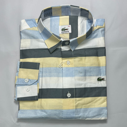 LST5 blue-yellow striped men shirt