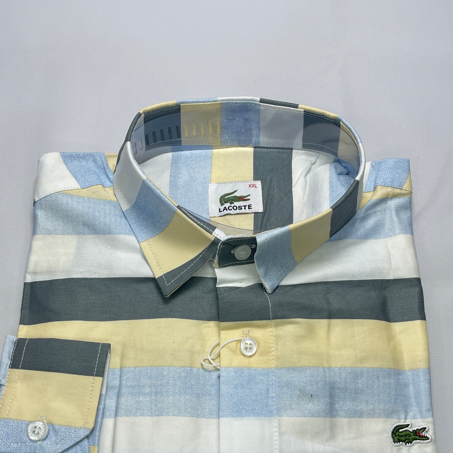 LST5 blue-yellow striped men shirt
