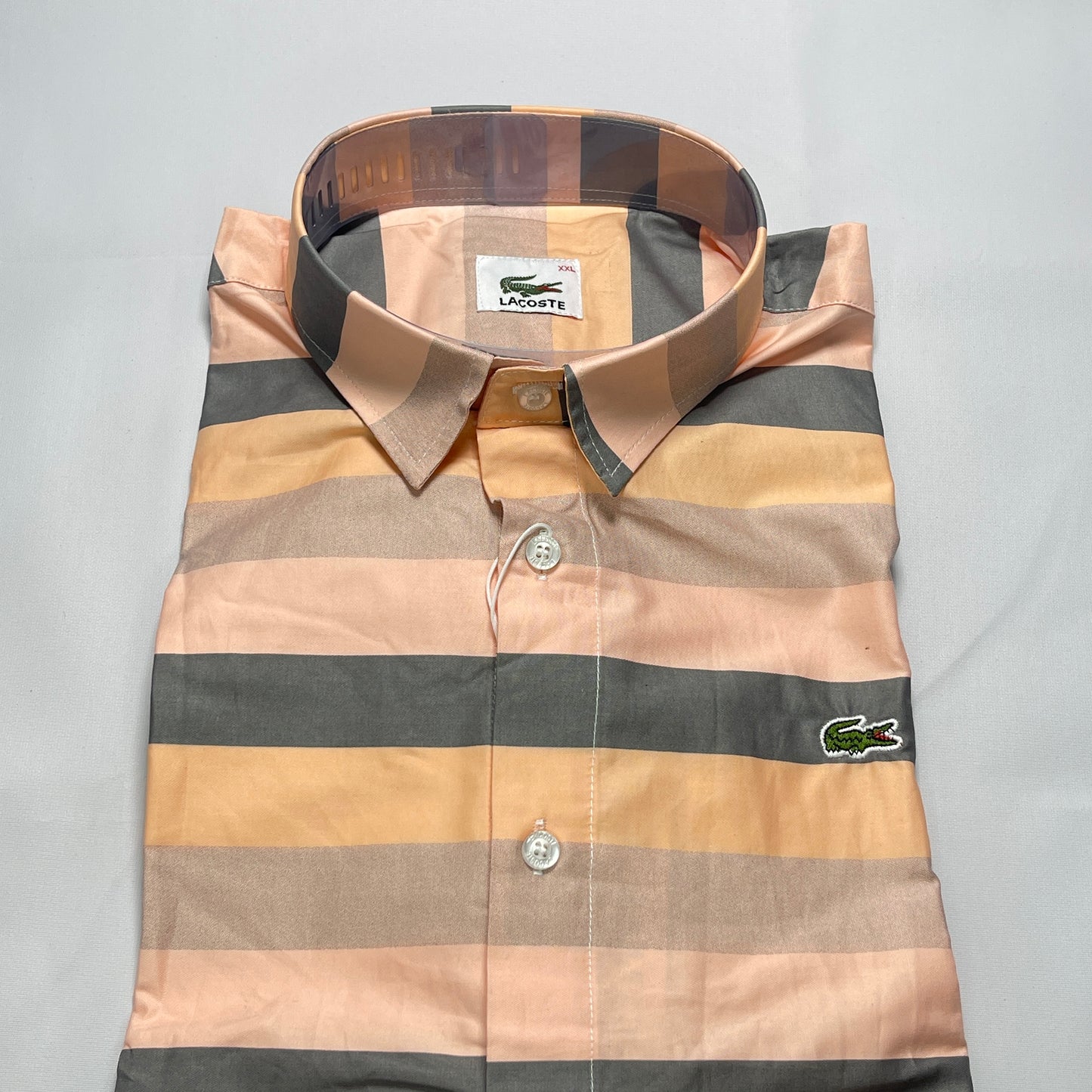 LST7 peach striped men shirt