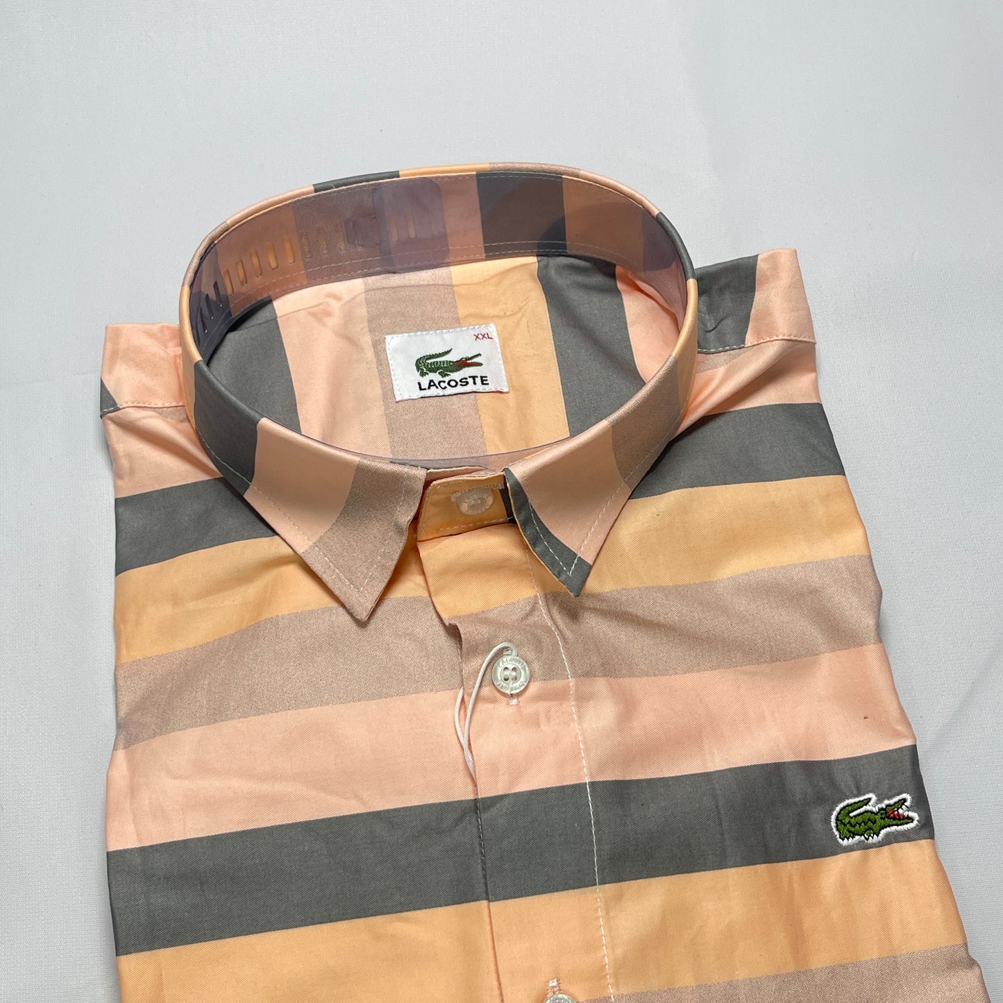 LST7 peach striped men shirt