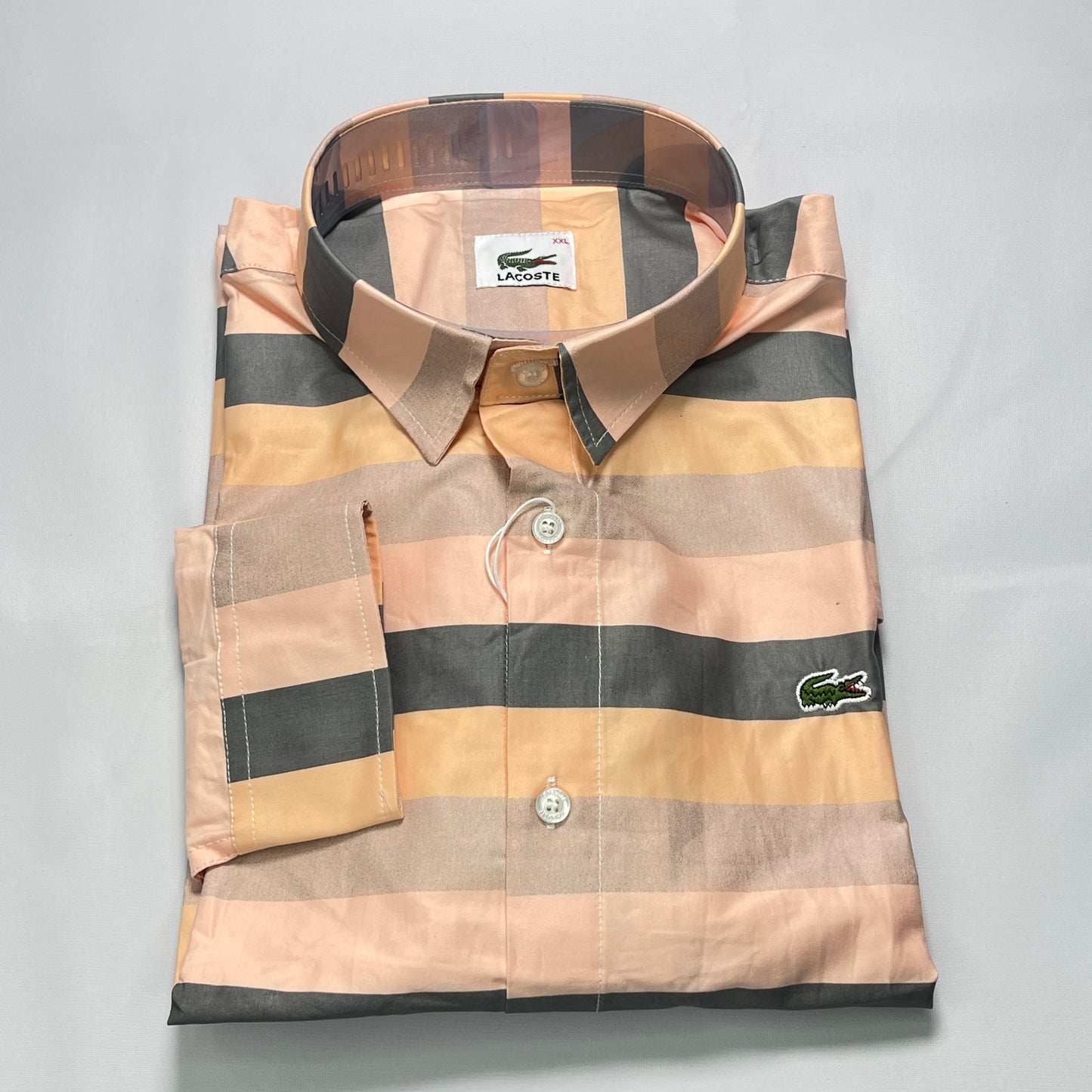 LST7 peach striped men shirt