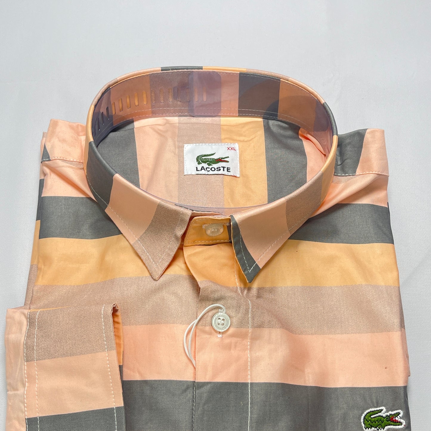 LST7 peach striped men shirt