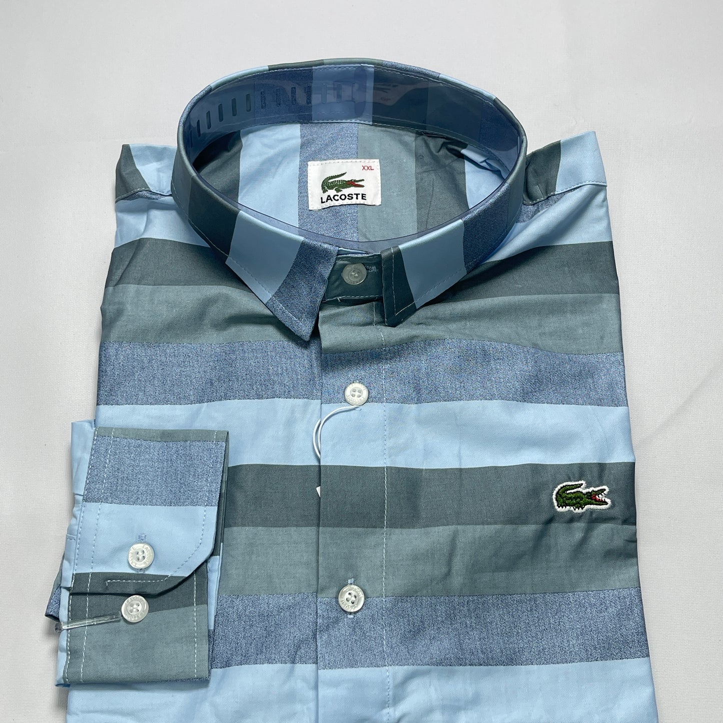 LST9 blue-grey striped men shirt