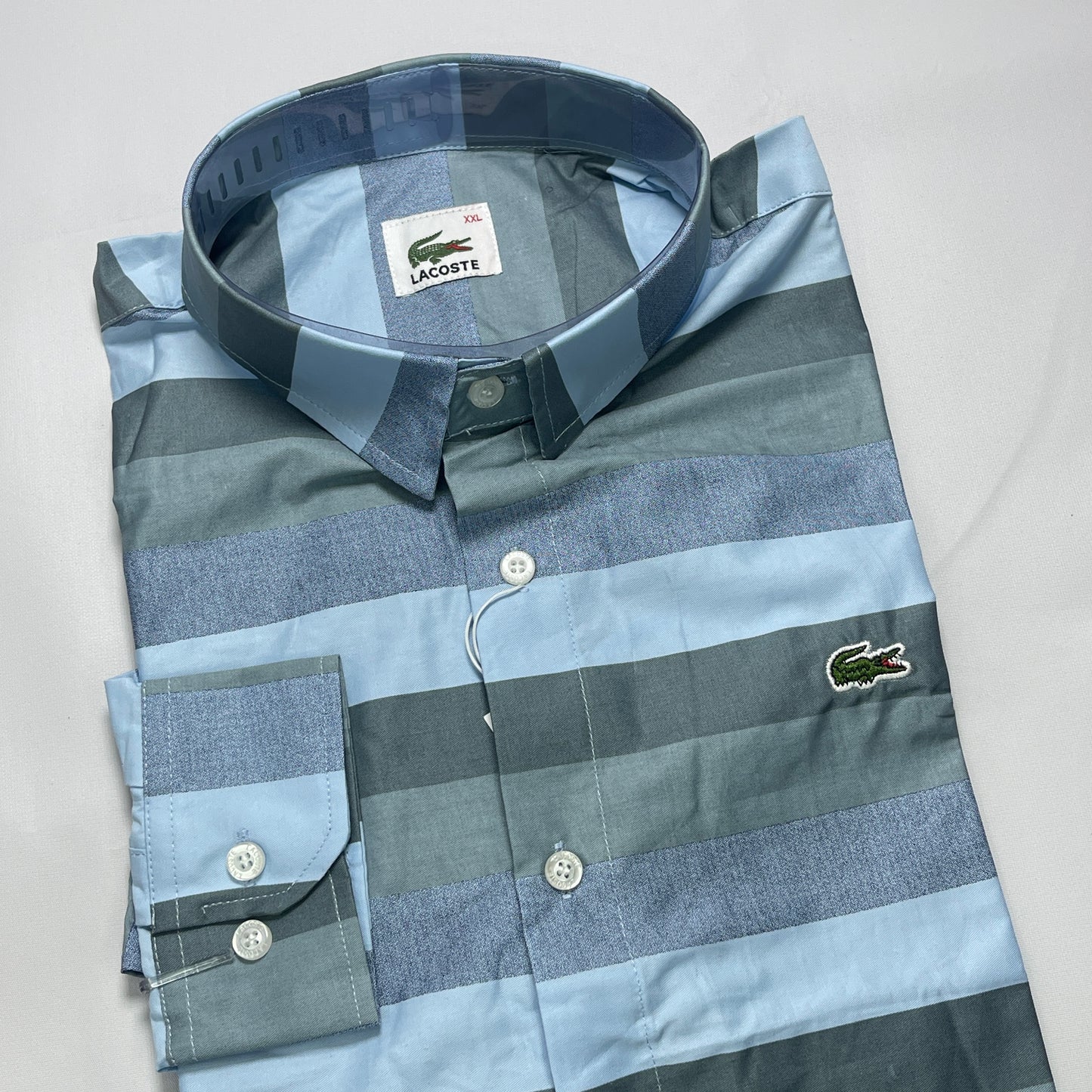 LST9 blue-grey striped men shirt