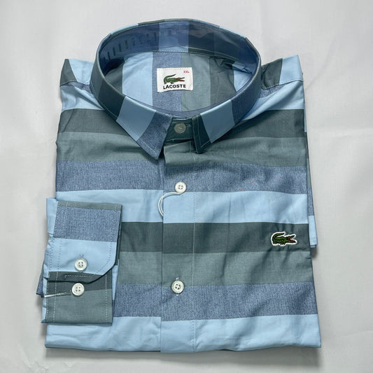 LST9 blue-grey striped men shirt