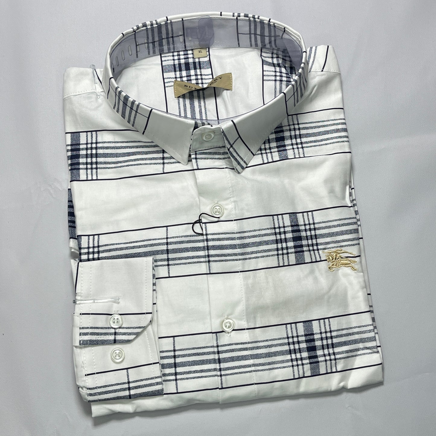 BB2 white plaid men shirt