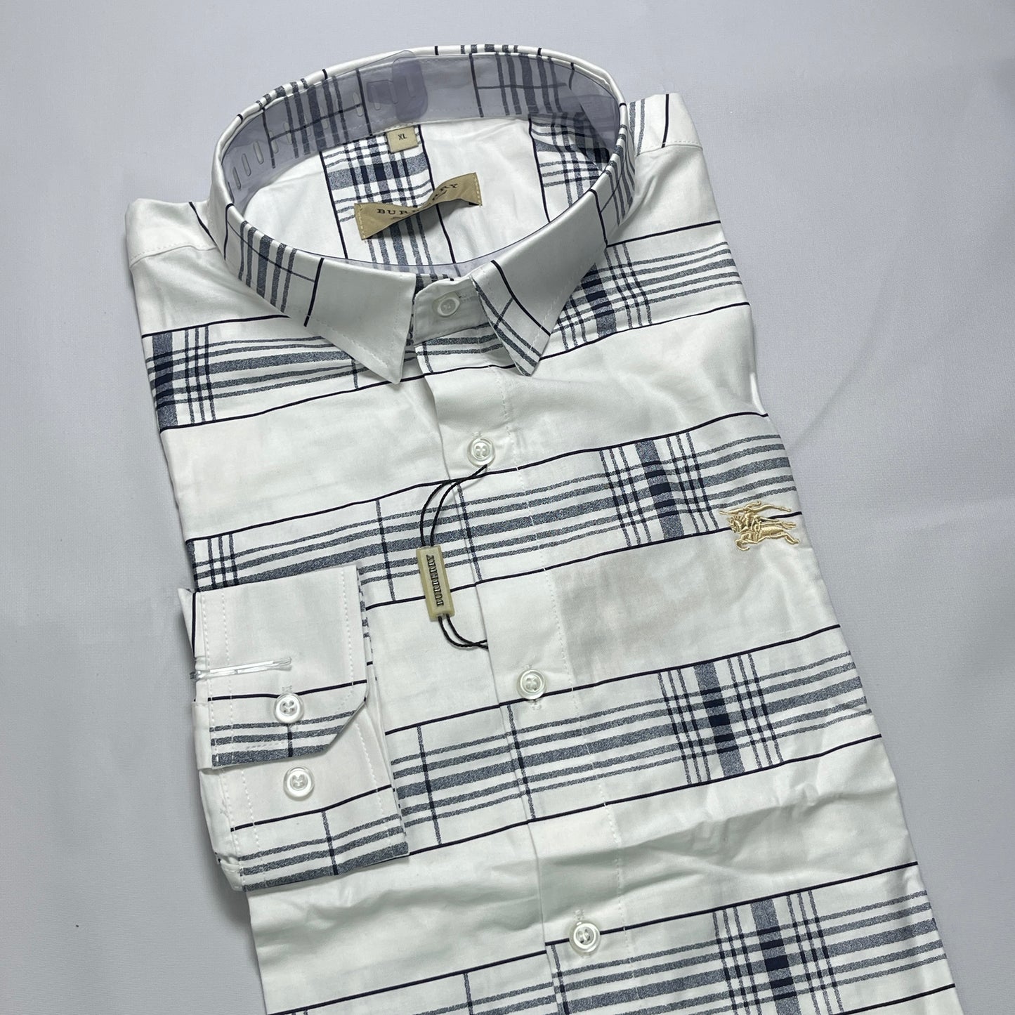 BB2 white plaid men shirt