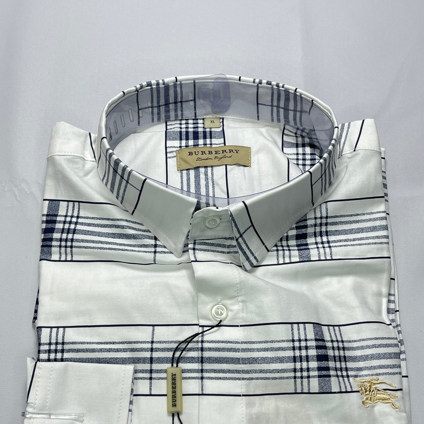 BB2 white plaid men shirt