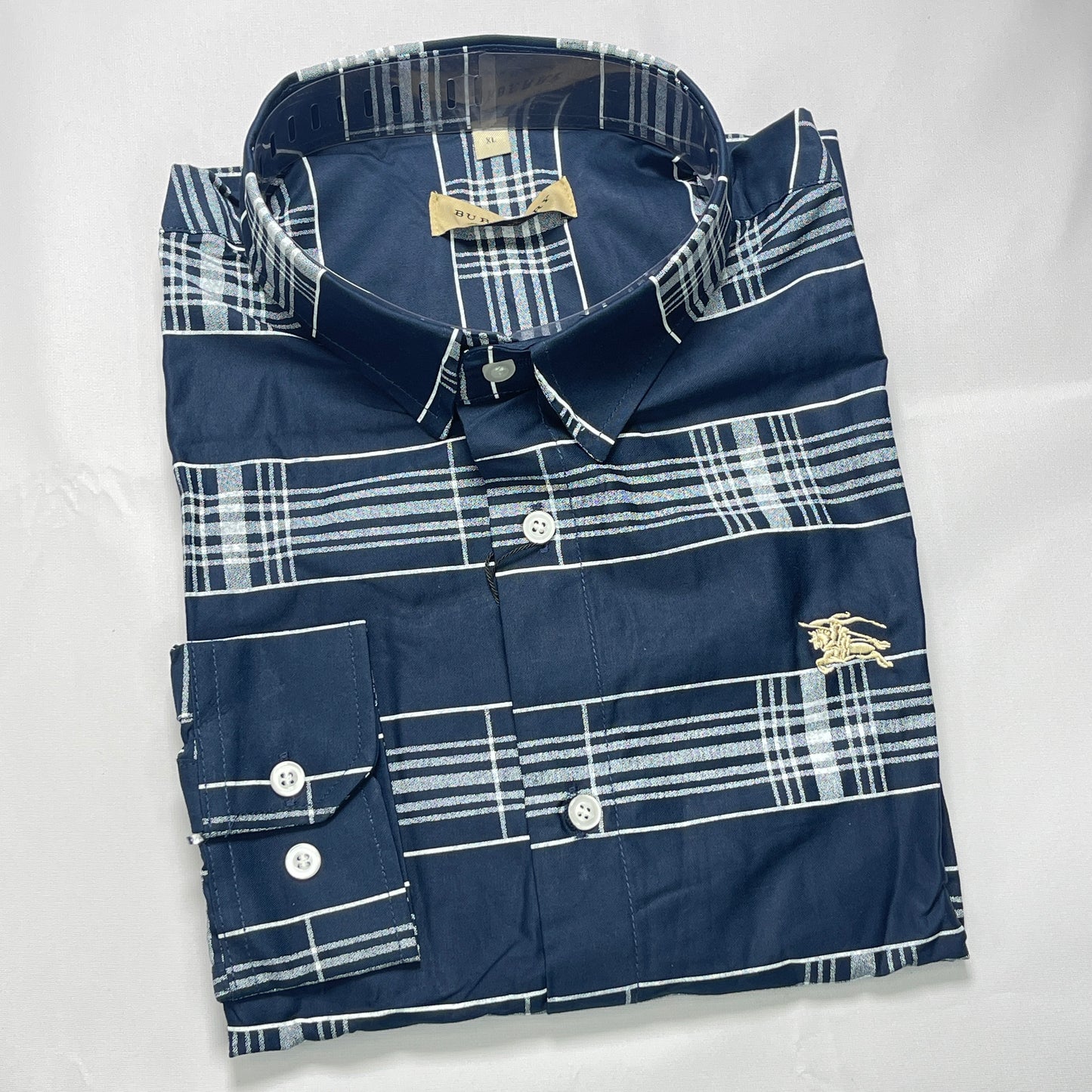 BB2 navy blue plaid men shirt