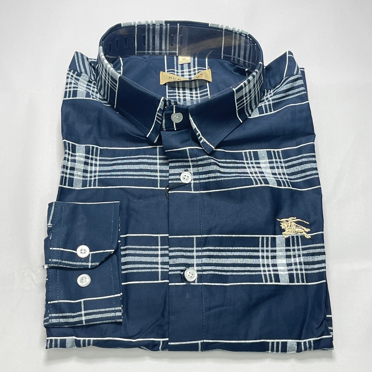 BB2 navy blue plaid men shirt