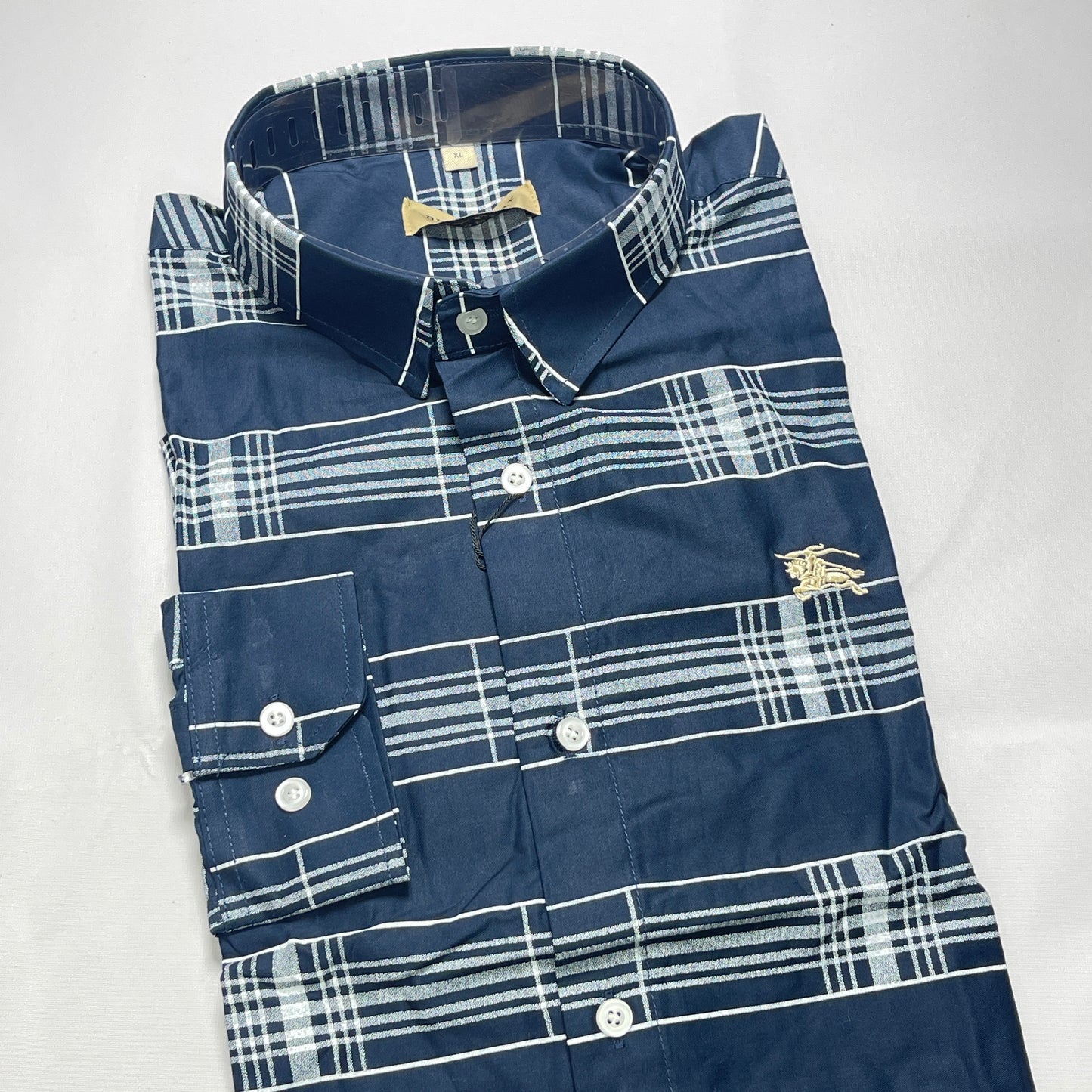 BB2 navy blue plaid men shirt