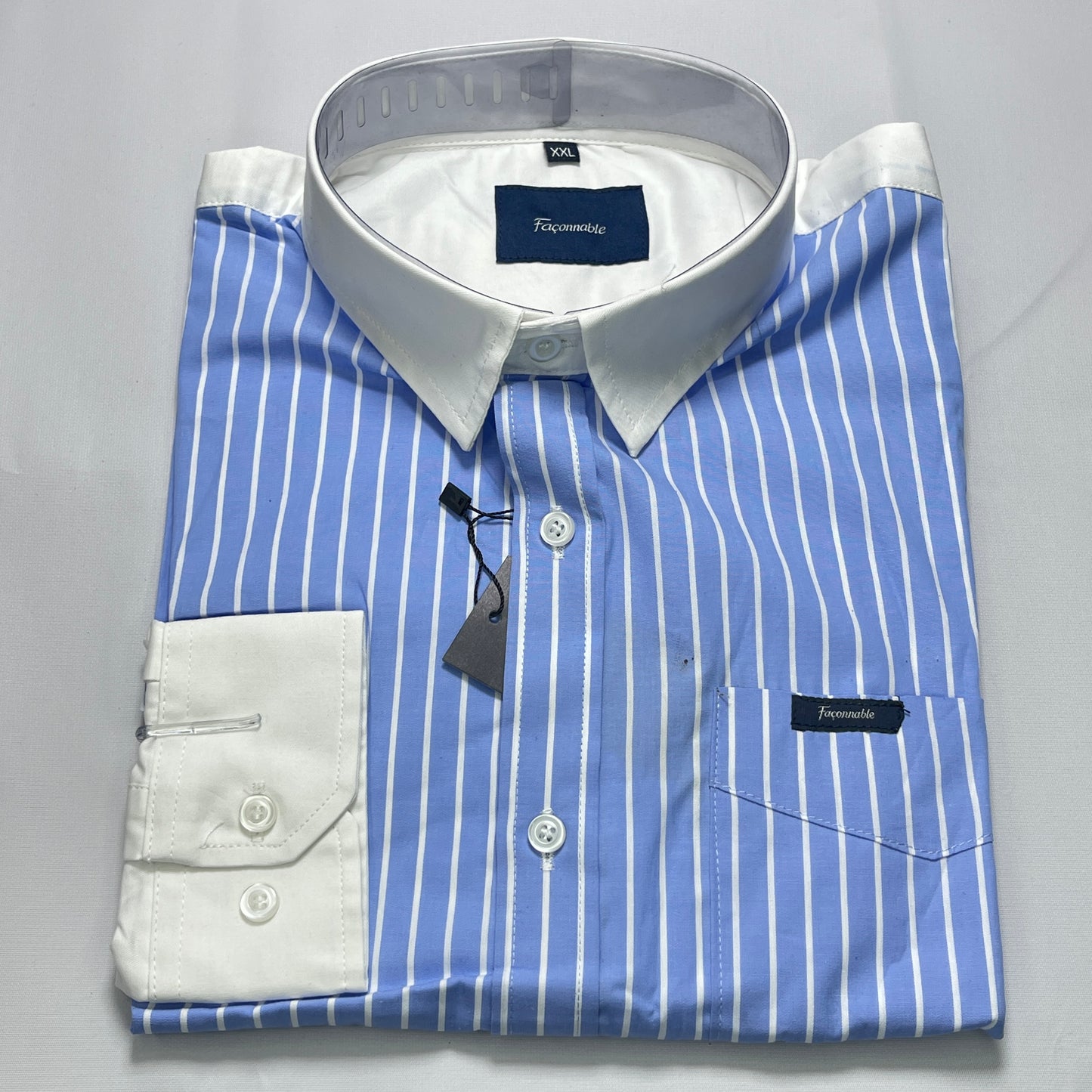 Faconnable blue striped men shirt