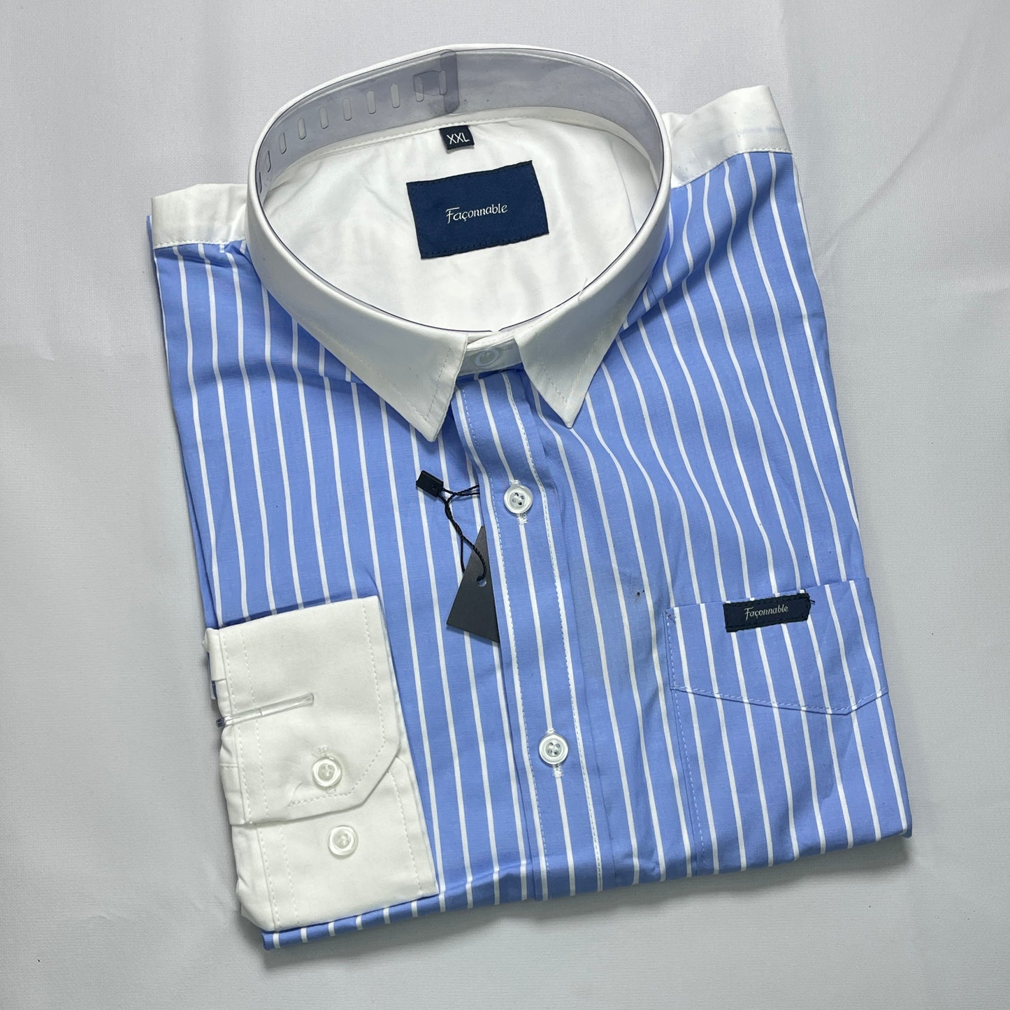 Faconnable blue striped men shirt