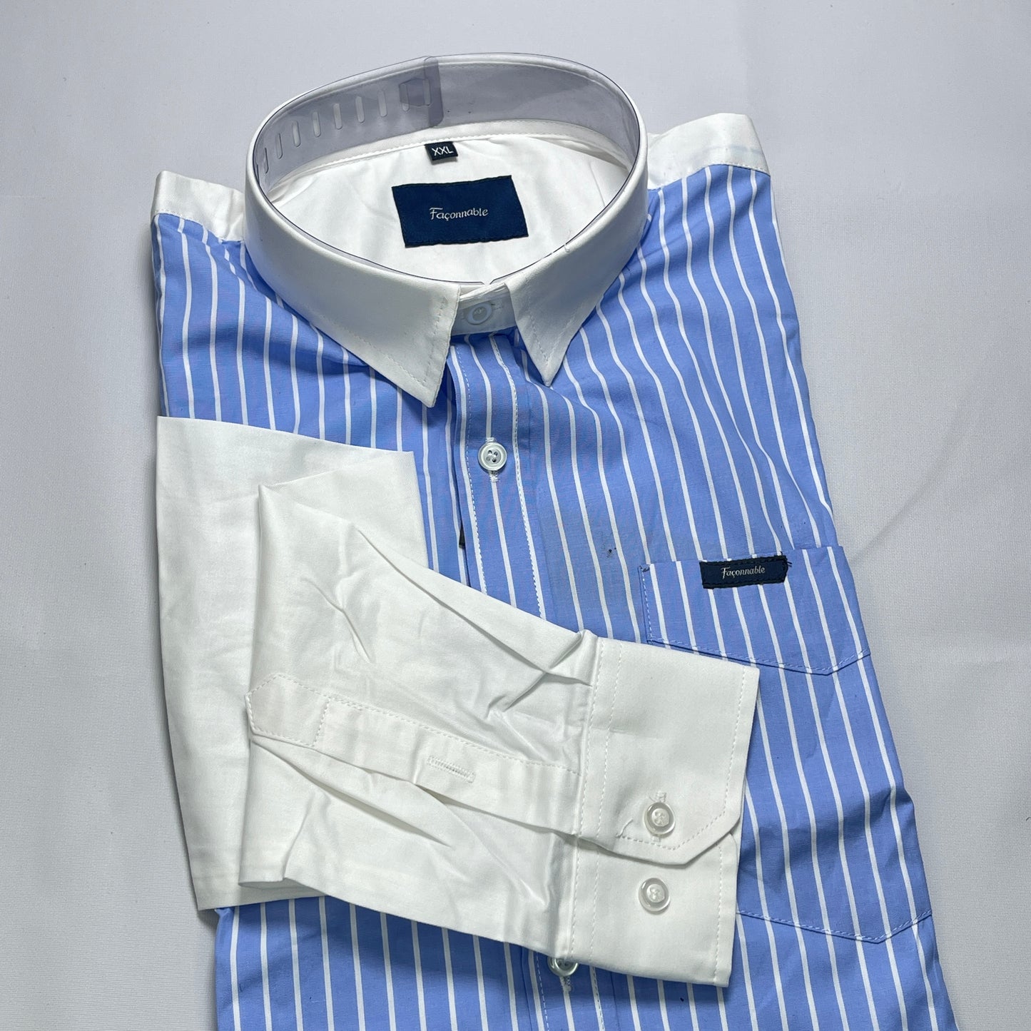 Faconnable blue striped men shirt