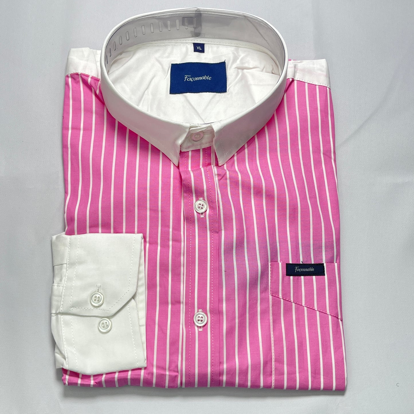 Faconnable pink striped men shirt