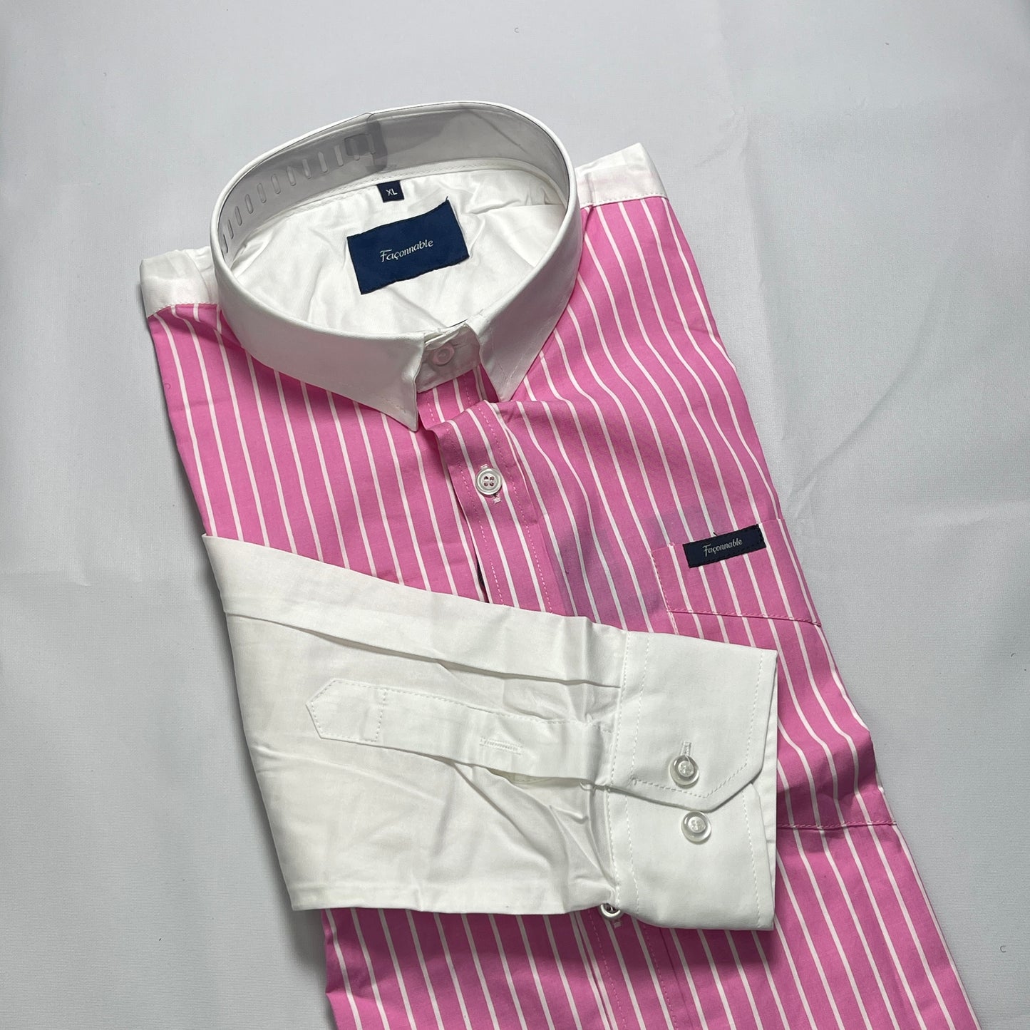 Faconnable pink striped men shirt