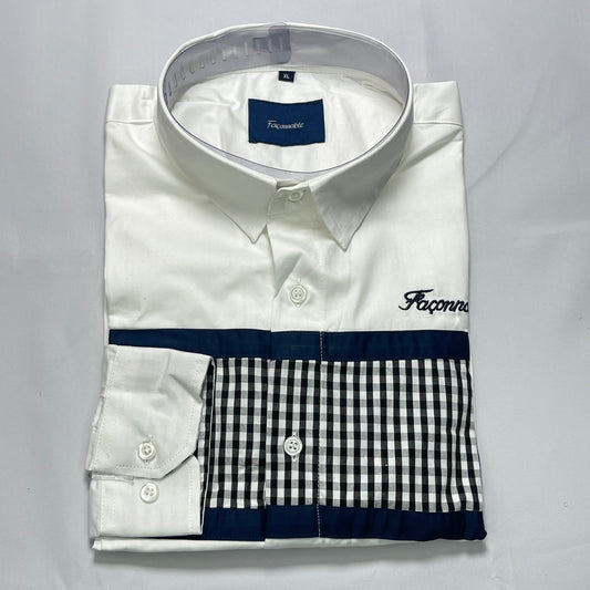 Faconnable white checkered men shirt