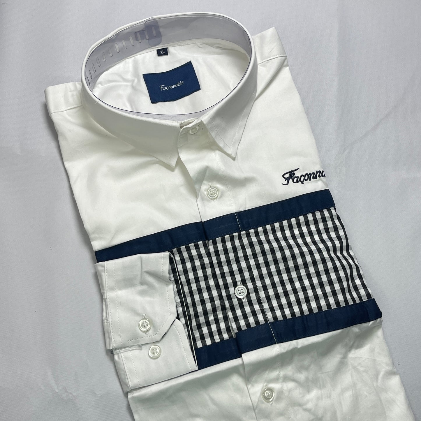 Faconnable white checkered men shirt