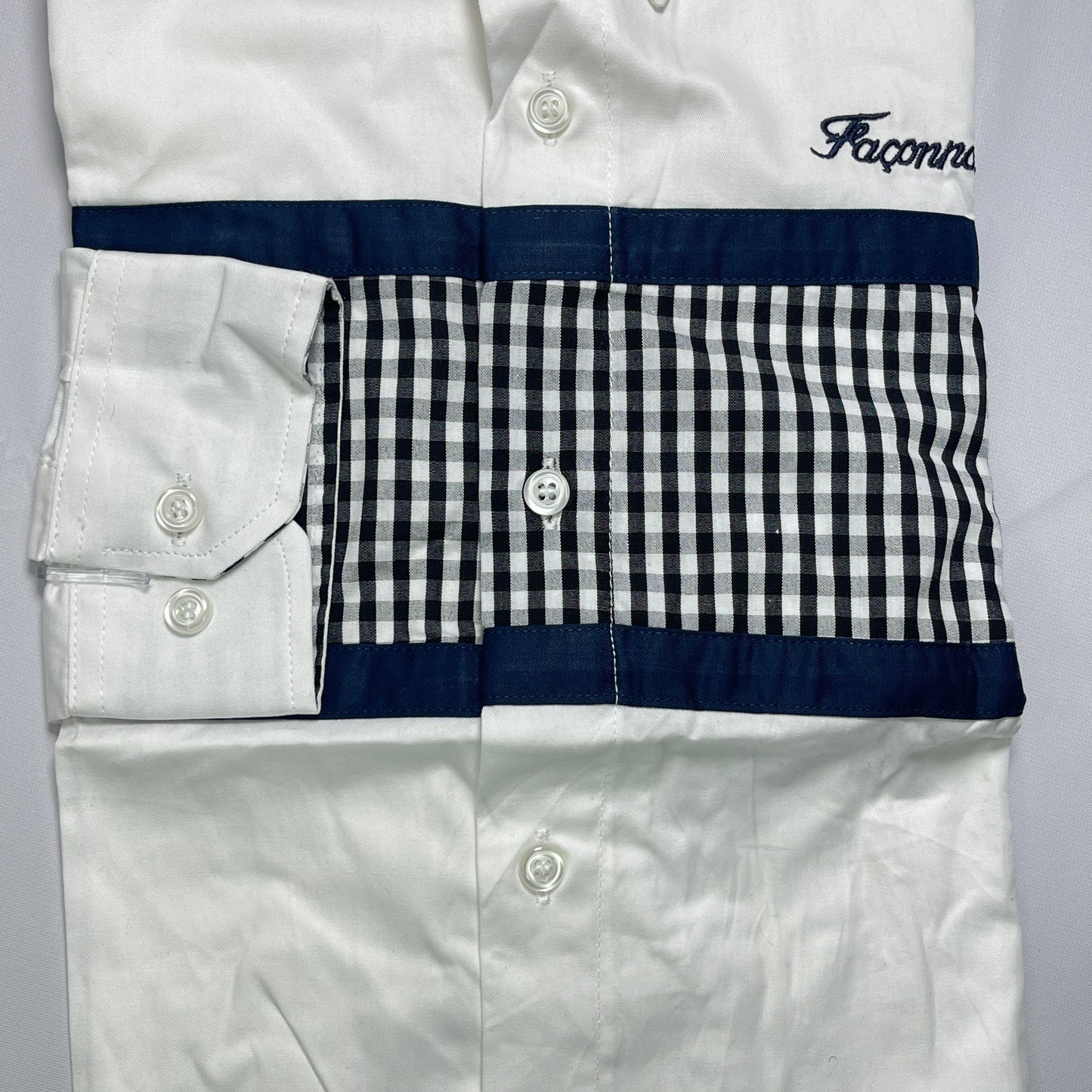 Faconnable white checkered men shirt