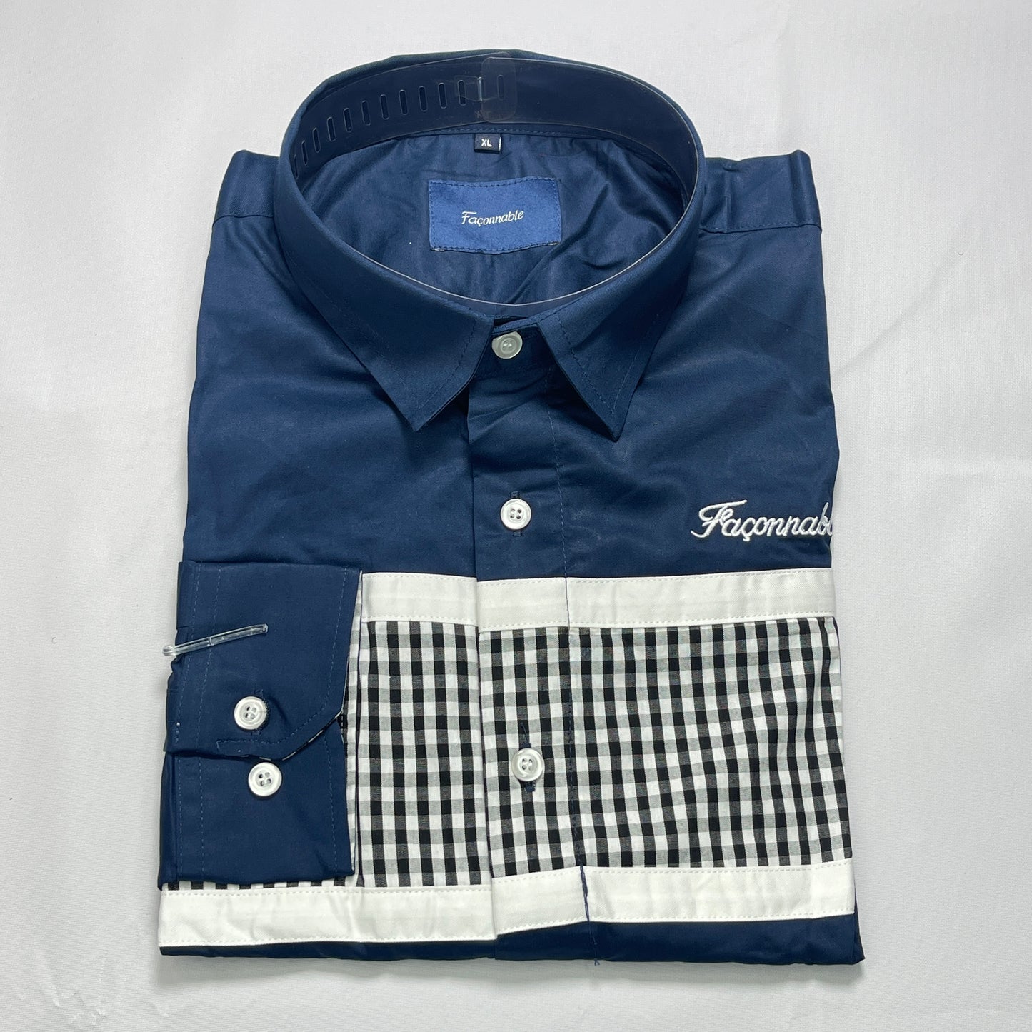 Faconnable blue checkered men shirt