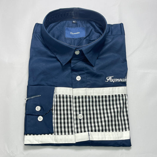 Faconnable blue checkered men shirt